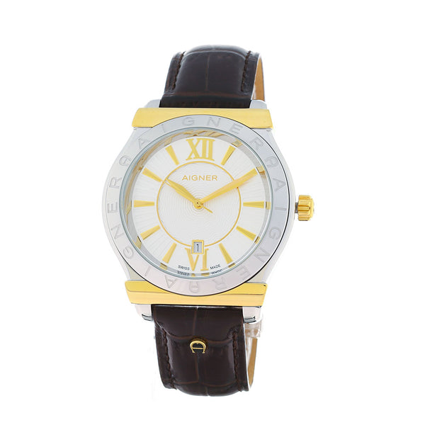 Aigner Bolzano Men s White Dial Leather Band Watch Bluesalon