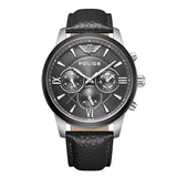 Police Avondale Gents  Grey Dial Black Leather Strap Watch