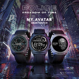 Police My Avatar Silver Matt and Glossy Black Silicone Unisex Smartwatch