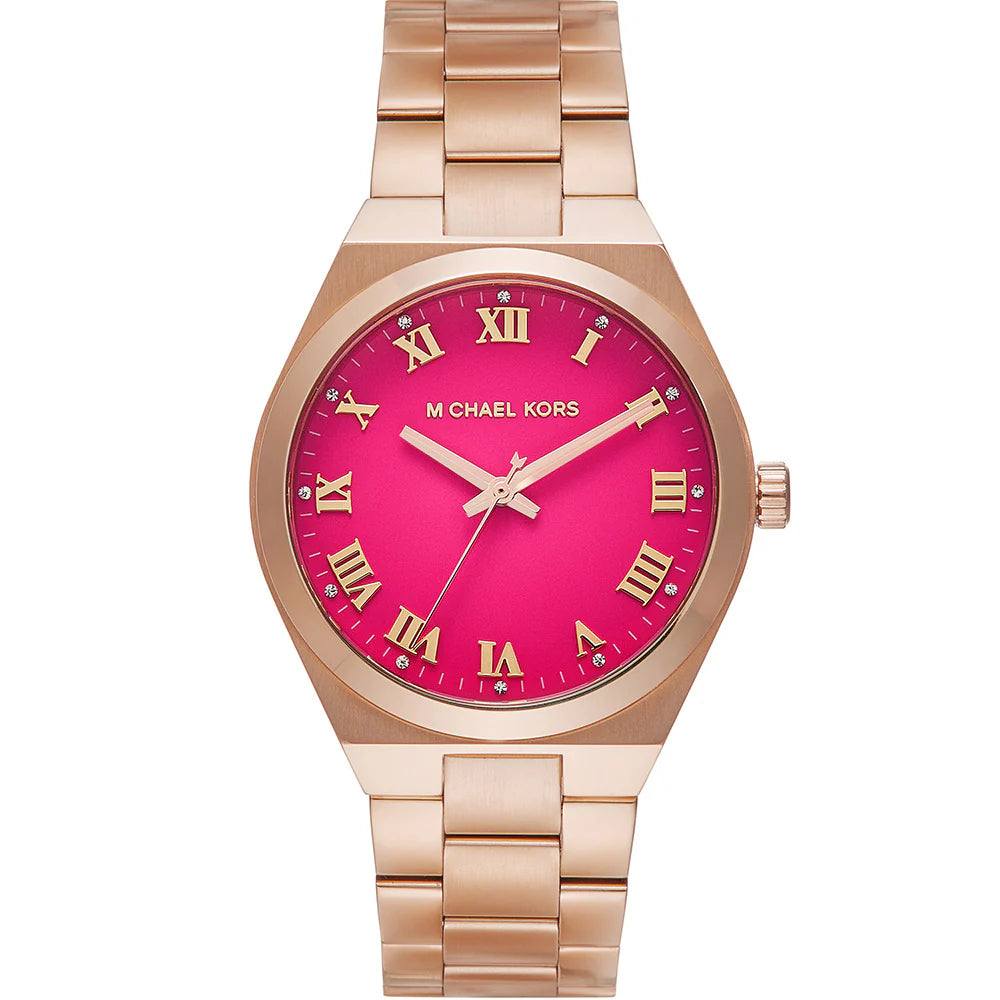 Michael Kors Lennox Ladies Pink Dial Rose Gold Watch Bluesalon