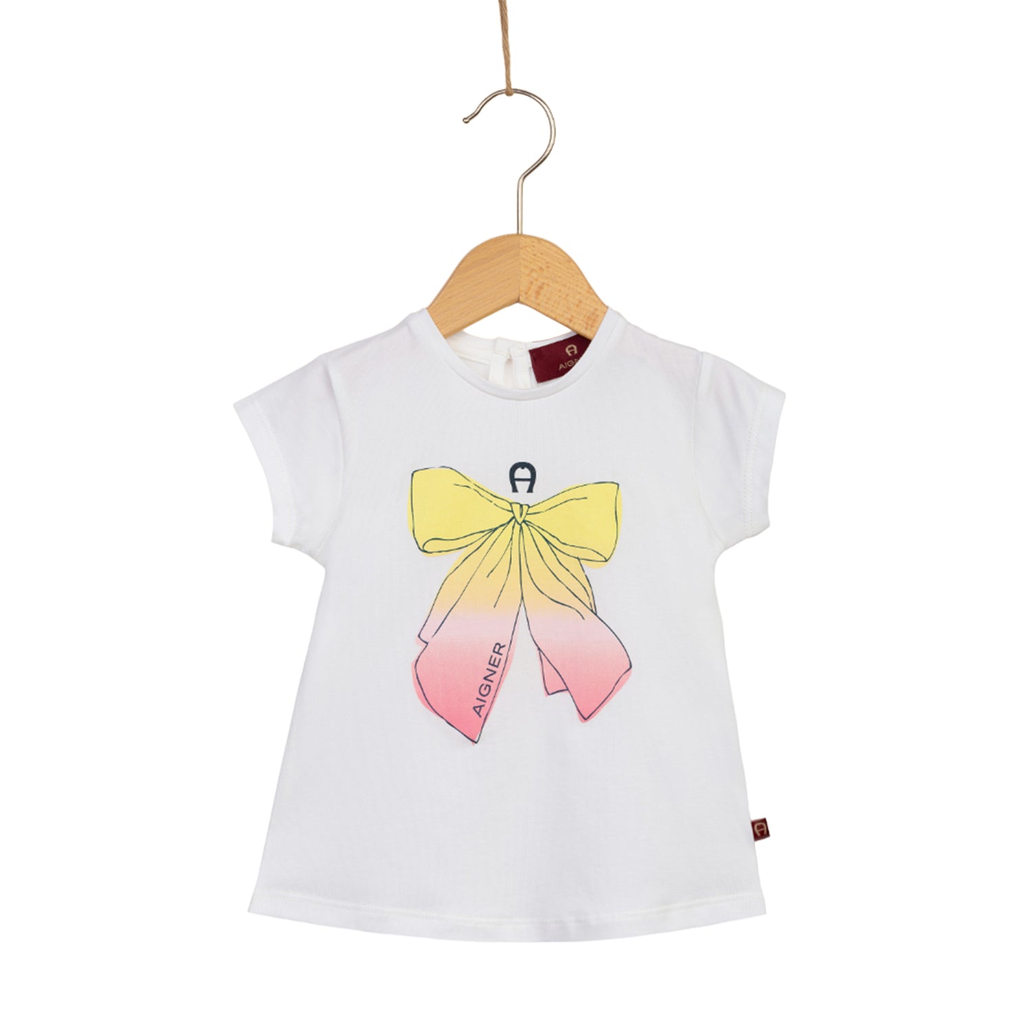 Aigner Kids Baby Girl s White Bow Logo T Shirt Bluesalon