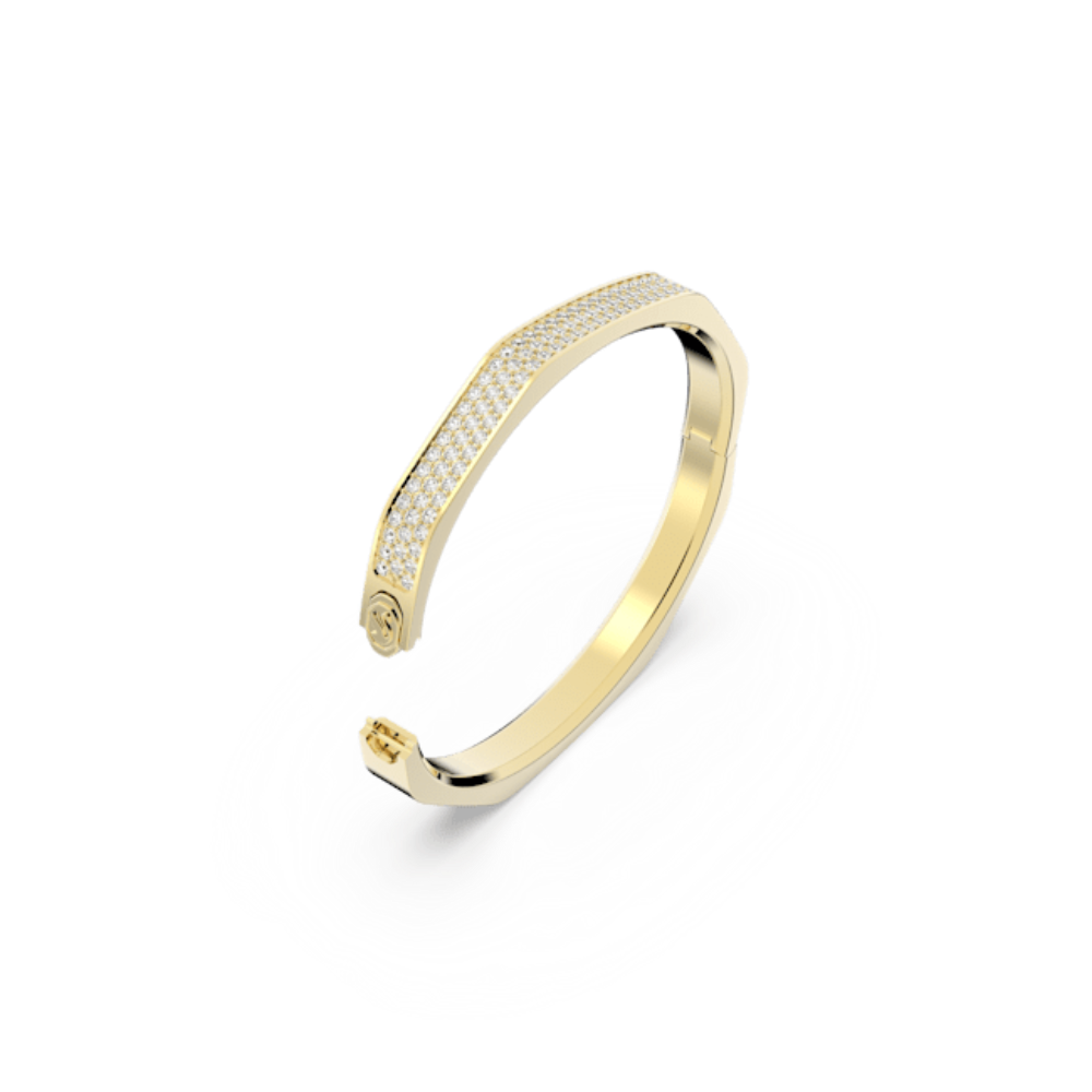 Swarovski Dextera Bangle Octagon shape, White, Gold-tone plated