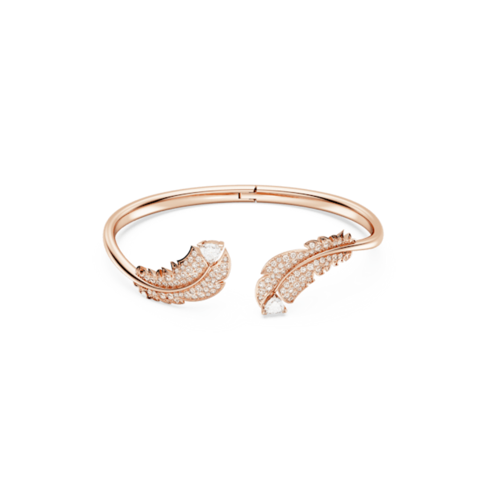 Swarovski Nice Bangle Feather White Rose gold tone plated Bluesalon