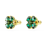 Swarovski Idyllia Stud Earrings Clover, Green, Gold-tone plated