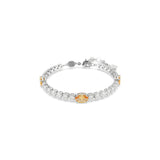 Swarovski Matrix Tennis Bracelet Mixed cuts, Yellow, Rhodium plated, Medium