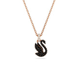 Swarovski Swan pendant Necklace, Small, Black, Rose gold-tone plated