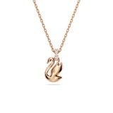 Swarovski Swan pendant Necklace, Small, Black, Rose gold-tone plated