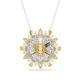 Swarovski Idyllia pendant and brooch Flower Necklace, Long, Yellow, Rhodium plated