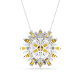 Swarovski Idyllia pendant and brooch Flower Necklace, Long, Yellow, Rhodium plated