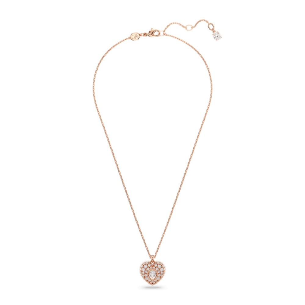 Swarovski Hyperbola pendant Heart Necklace, White, Rose gold-tone plat ...