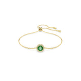 Swarovski Una Bracelet Round cut, Pave, Green, Gold-tone plate, Medium