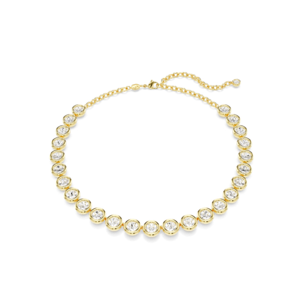 Swarovski Imber Necklace Round cut, White, Gold-tone plated – Bluesalon.com