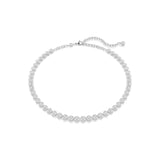 Swarovski Imber Tennis Necklace Round cut, Gray, Ruthenium plated