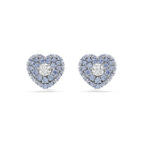 Swarovski Hyperbola Stud Earrings Heart, Blue, Rhodium plated