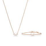 Swarovski Mesmera Set (Necklace and Bracelet) Mixed cuts, White, Rose gold-tone plated