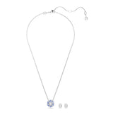 Swarovski Idyllia Set (Necklace and Earrings)  Mixed cuts, Flower, Blue, Rhodium plated