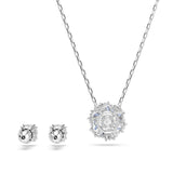 Swarovski Idyllia Set (Necklace and Earrings)  Mixed cuts, Flower, Blue, Rhodium plated