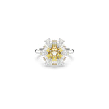 Swarovski Idyllia Cocktail Ring Mixed cuts, Flower, Yellow, Rhodium plated, 50-55