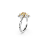 Swarovski Idyllia Cocktail Ring Mixed cuts, Flower, Yellow, Rhodium plated, 50-55