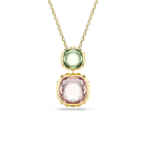 Swarovski Chroma pendant Cushion cut Multicolored Gold-tone plated
