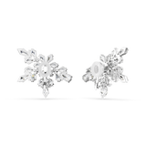 Swarovski Idyllia Clip Earrings Mixed Cuts Half Snowflake White Rhodium Plated