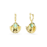 Swarovski Idyllia Drop Earrings Mixed cuts Shell Green Gold-tone plated