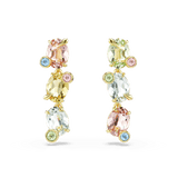 Swarovski Gema Drop Earrings Asymmetrical design Mixed cuts Multicolored Gold-tone plated