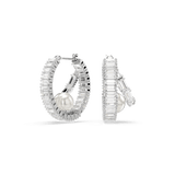 Swarovski Ariana Grande x Hoop Earrings Crystal pearl Baguette cut White Rhodium plated