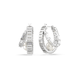 Swarovski Ariana Grande x Hoop Earrings Crystal pearl Baguette cut White Rhodium plated