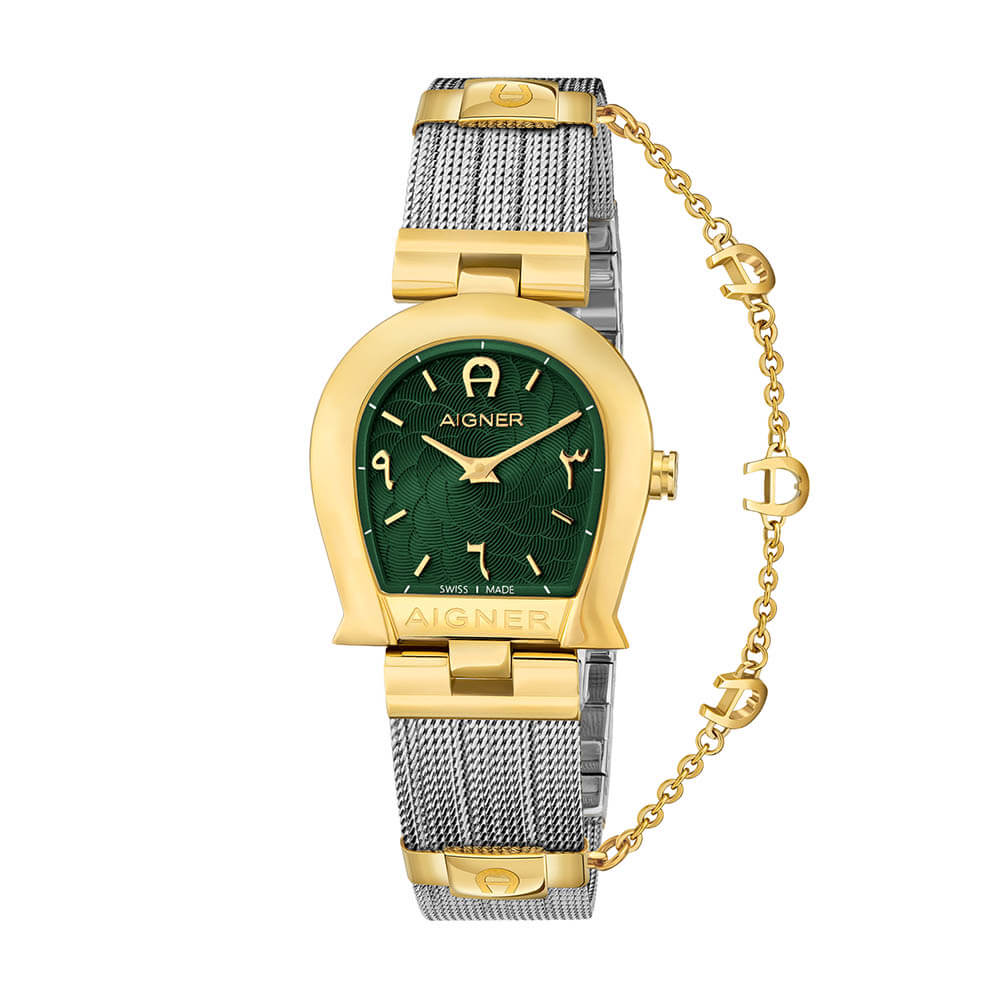 Aigner Cremona Women s Green Dial Silver Gold Watch Bluesalon