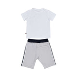 Aigner Kids Boy's White & Grey Set of T-Shirt & Bermuda