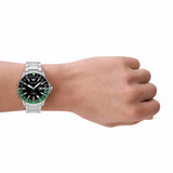 Emporio Armani GMT Dual Time Gents Black Dial Stainless Steel Watch