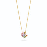 Les Nereides Poppy, Daisy and Blue Cut Glass Stone Pendant Necklace