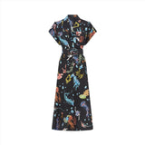 Leo Lin Women's  Audrey Pocket  Shirt Midi Dress Twilight Print In Black