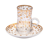 Casa Blu  Floral Tea & Arabic Coffee Cups Set (18pc) - Gold Accents