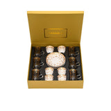 Casa Blu  Floral Tea & Arabic Coffee Cups Set (18pc) - Gold Accents