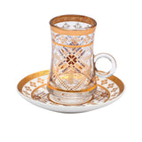 Casa Blu Tea and Qahwa Cup Set (18pc) - Geometric Diamond Design
