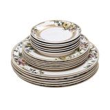 Casa Blu Porcelain Dinner Set with Embossed Gold Decal Rim Shape, Set of 40 pcs