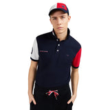 Eden Park Gents Red Colorblock Polo Shirt In Pique Cotton With Xv De France Embroidery