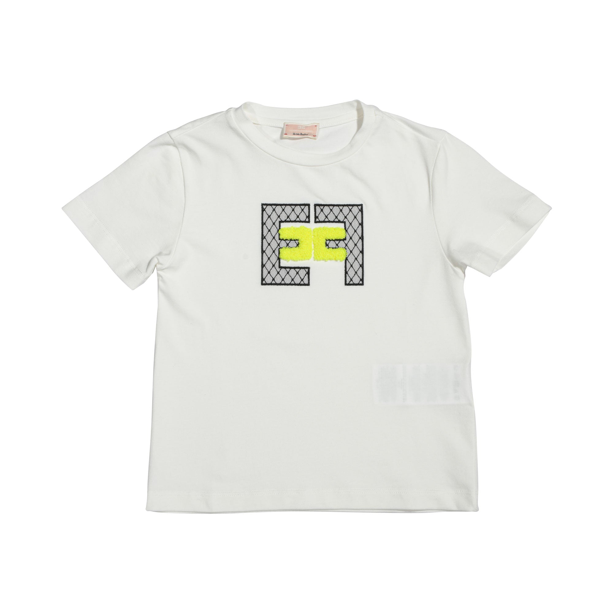 Elisabetta Franchi Cotton T-Shirt with Applied Monogram