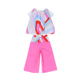 Emilio Pucci Kids Girl's White & Fuchsia Set of T-Shirt & Trouser