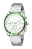 Esprit Gents Silver-Tone Chronograph Watch with Green Accents