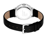 Esprit Ladies Silver-Tone Watch with Black Leather Strap & Matching Bracelet