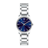 Marc Enzo Ladies Blue Dial Stainless Steel Quartz Watch