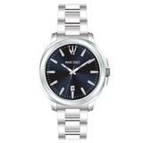 Marc Enzo Gents Blue Dial Stainless Steel Quartz Watch