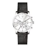 Marc Enzo Men's Chronograph Stainless Steel and Leather Quartz Watch