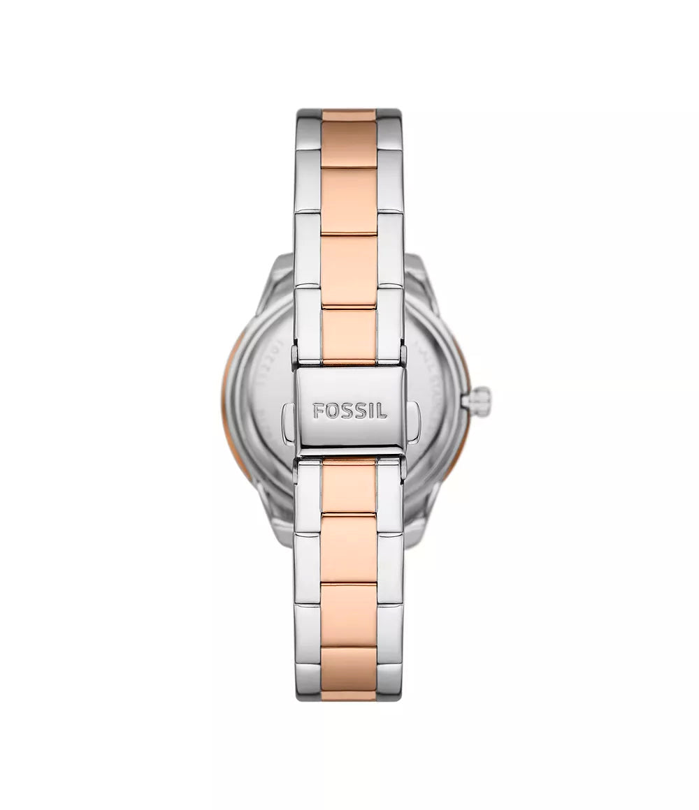 Fossil Stella Automatic Two Tone Stainless Steel Watch Bluesalon