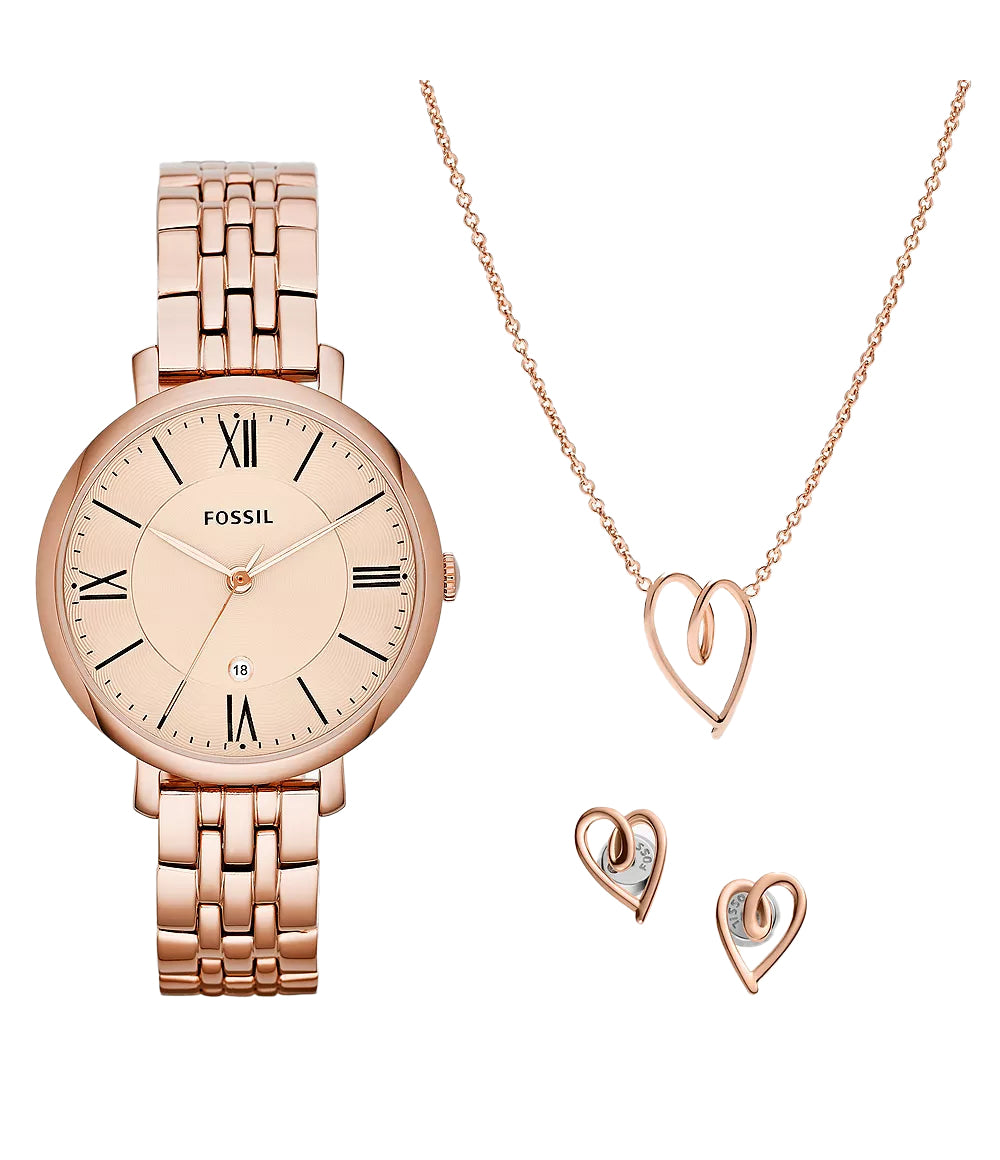 Fossil jacqueline watch rose gold best sale