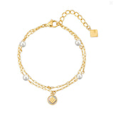 Guy Laroche Gisele Ladies Gold Plated Bracelet With Perls & Crystals