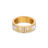 Guy Laroche Grace Gold-Plated Ring With Mother Of Pearl And Crystals Size 52